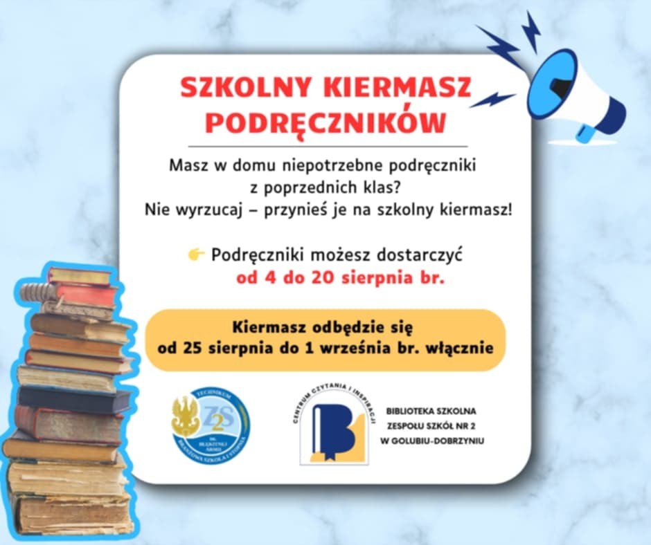 Szkolny kiermasz podręczników.