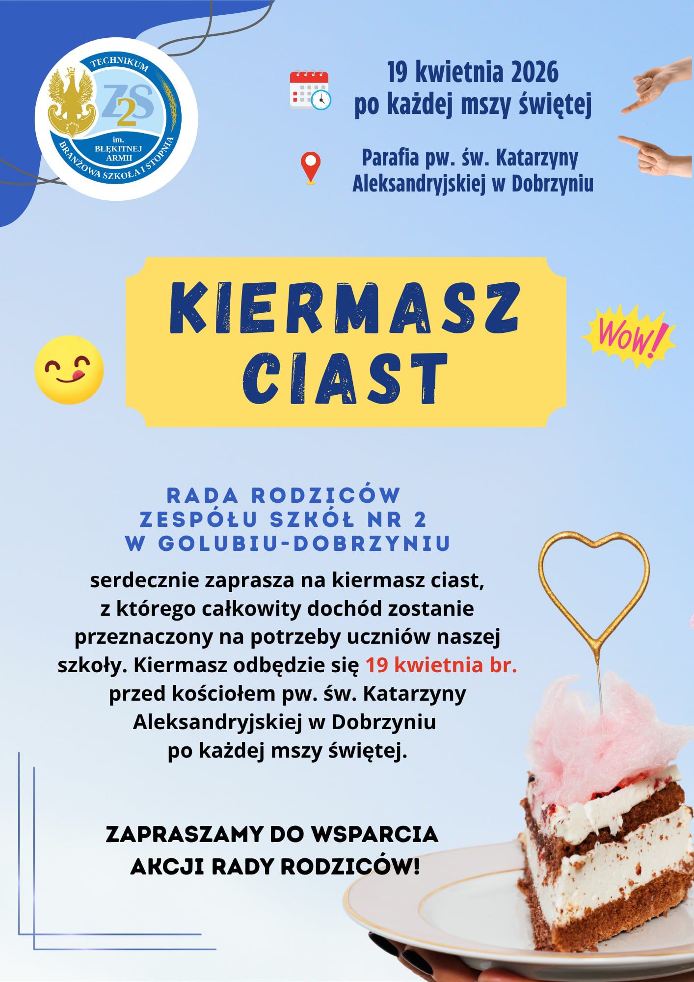 Zapraszamy na kiermasz ciast.